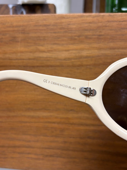 Acne Studios Cream White ‘Bug Eye’ Wraparound Lens Sunglasses