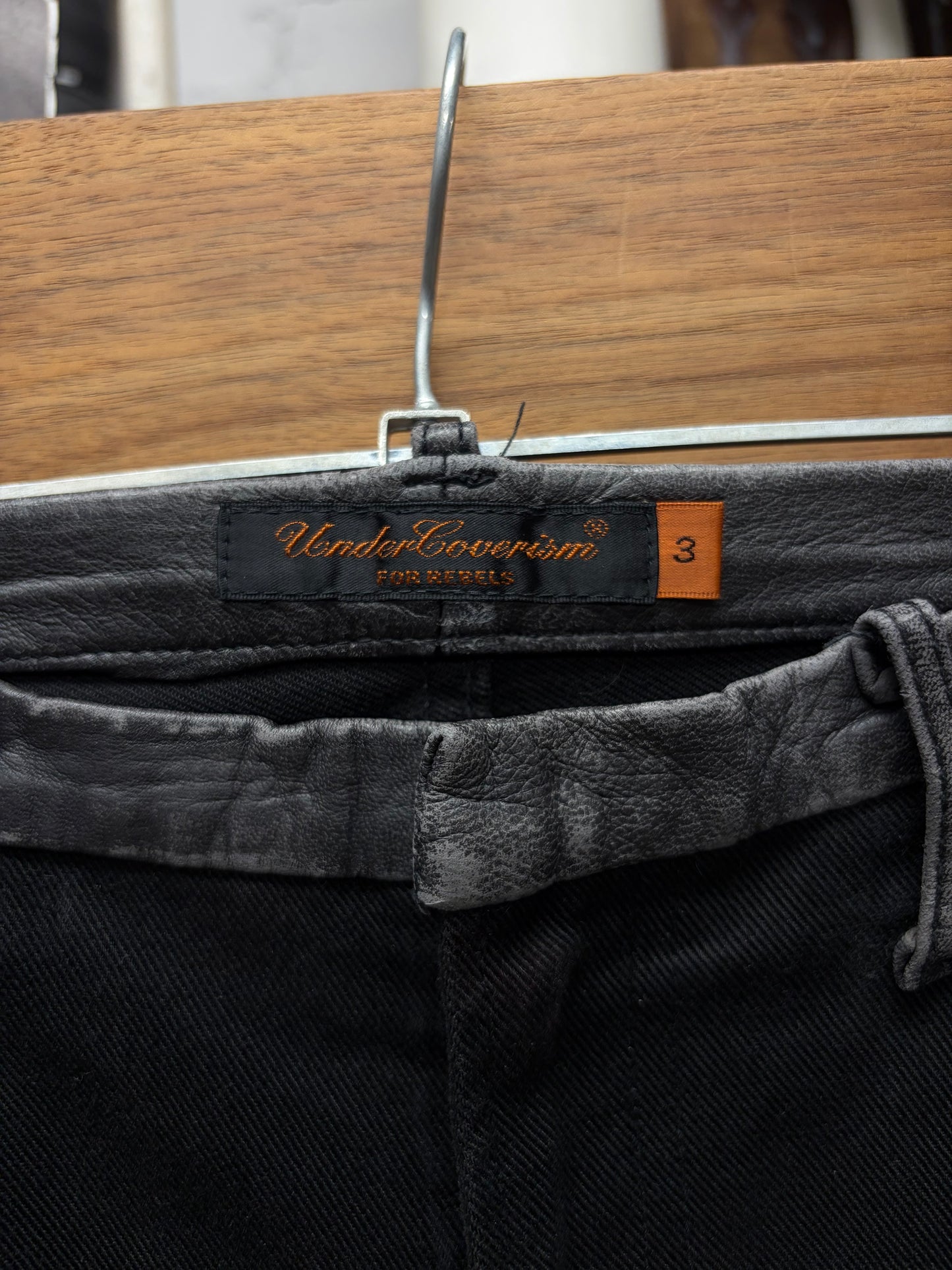 AW2005 Undercover ‘Arts & Crafts’ Leather ‘Cummerbund’ Skinny Jeans