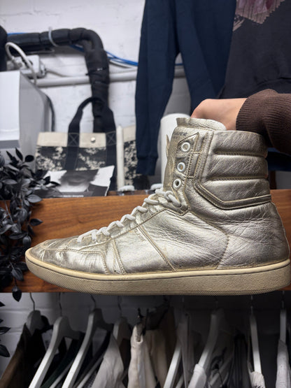 Saint Laurent by Hedi Slimane ‘SL/12H’ Gold Dust Leather High Top Sneakers