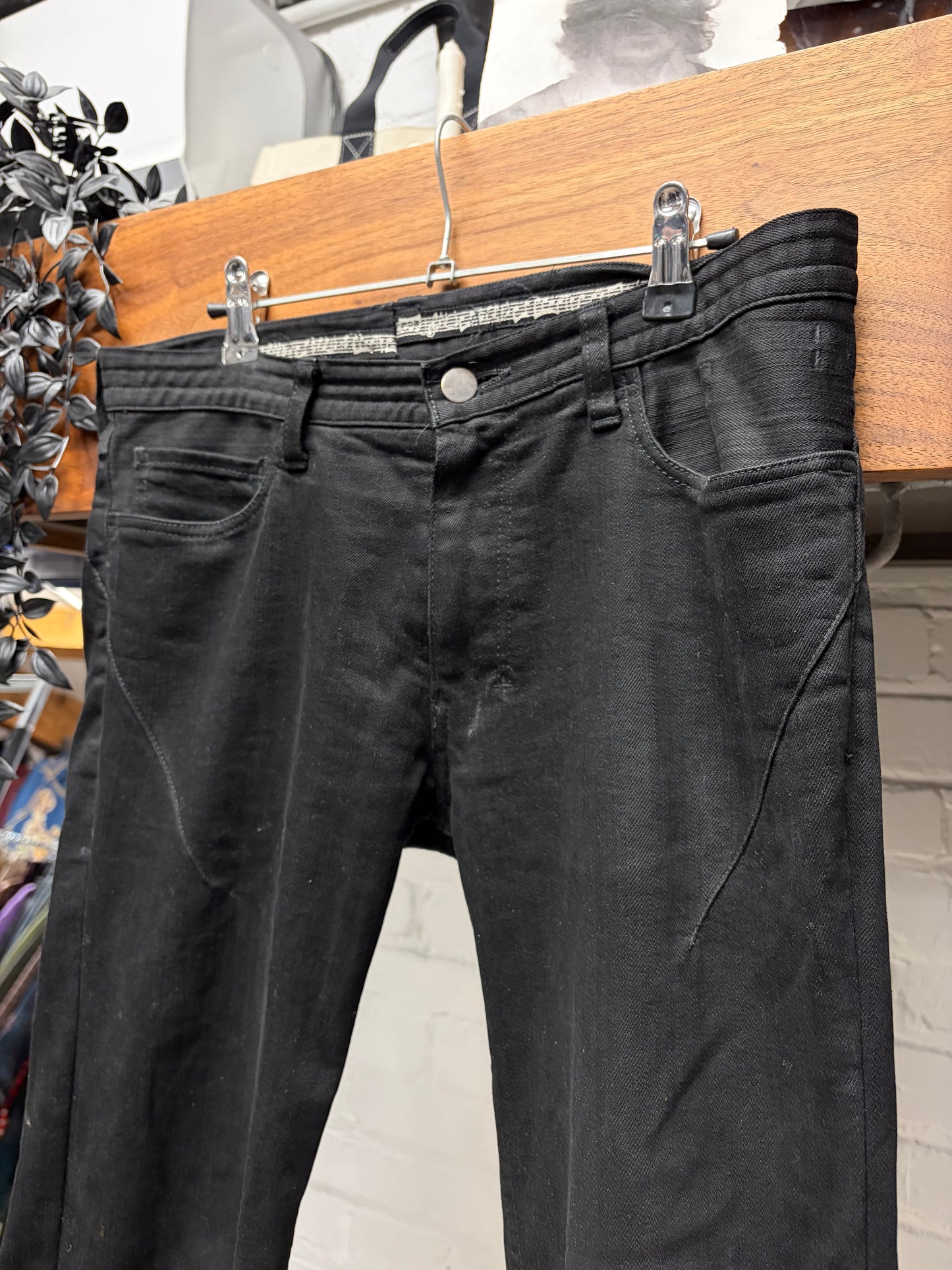 Number (N)ine ‘Crying Heart’ Leather Patch Darted Black Skinny Jeans