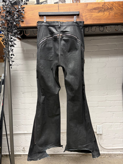 Rick Owens ‘Bolans Banana Cut’ Waxed Black Flared Leg Denim
