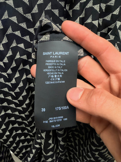 2019 Saint Laurent Silk Patterned French Button Up Shirt