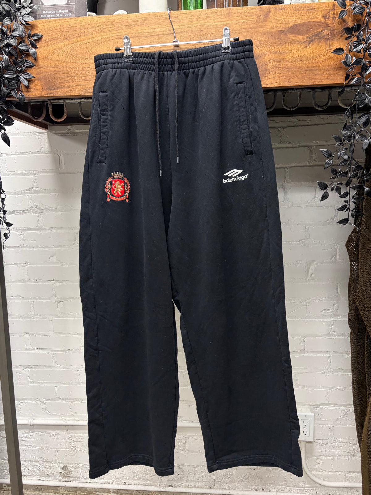 SS24 Balenciaga Black ‘Soccer Logo’ Wide Leg Drawstring Sweat Pants