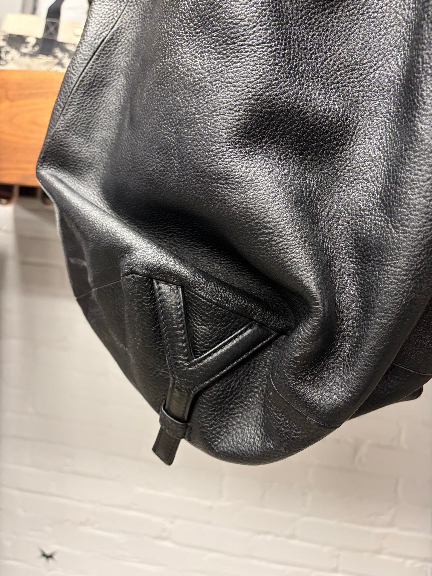 Yohji Yamamoto ‘Discord’ Embossed Black Leather Sling Backpack