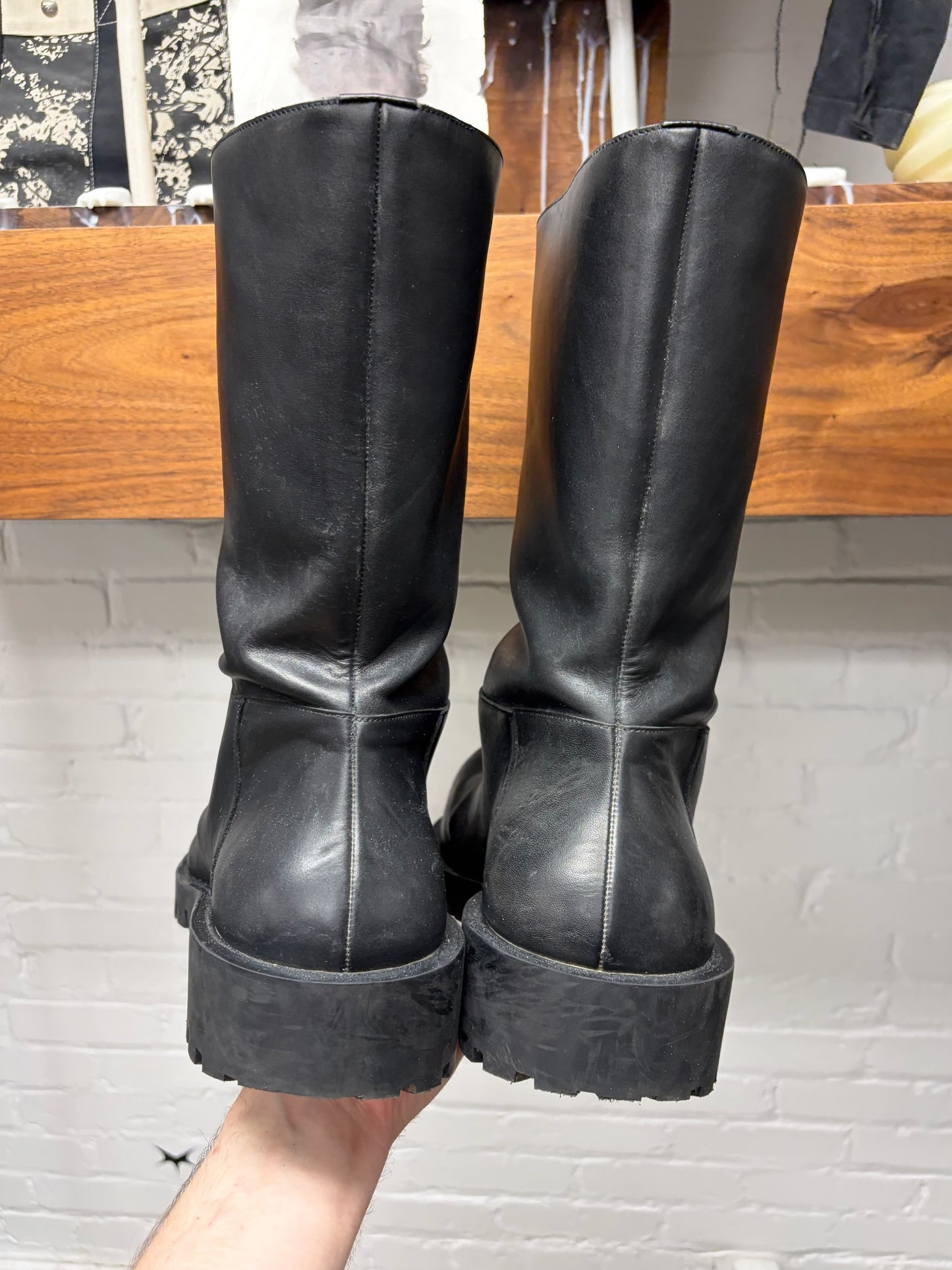 Balenciaga ‘Hummer’ Black Leather Mid-Cut Platform Sole Boots