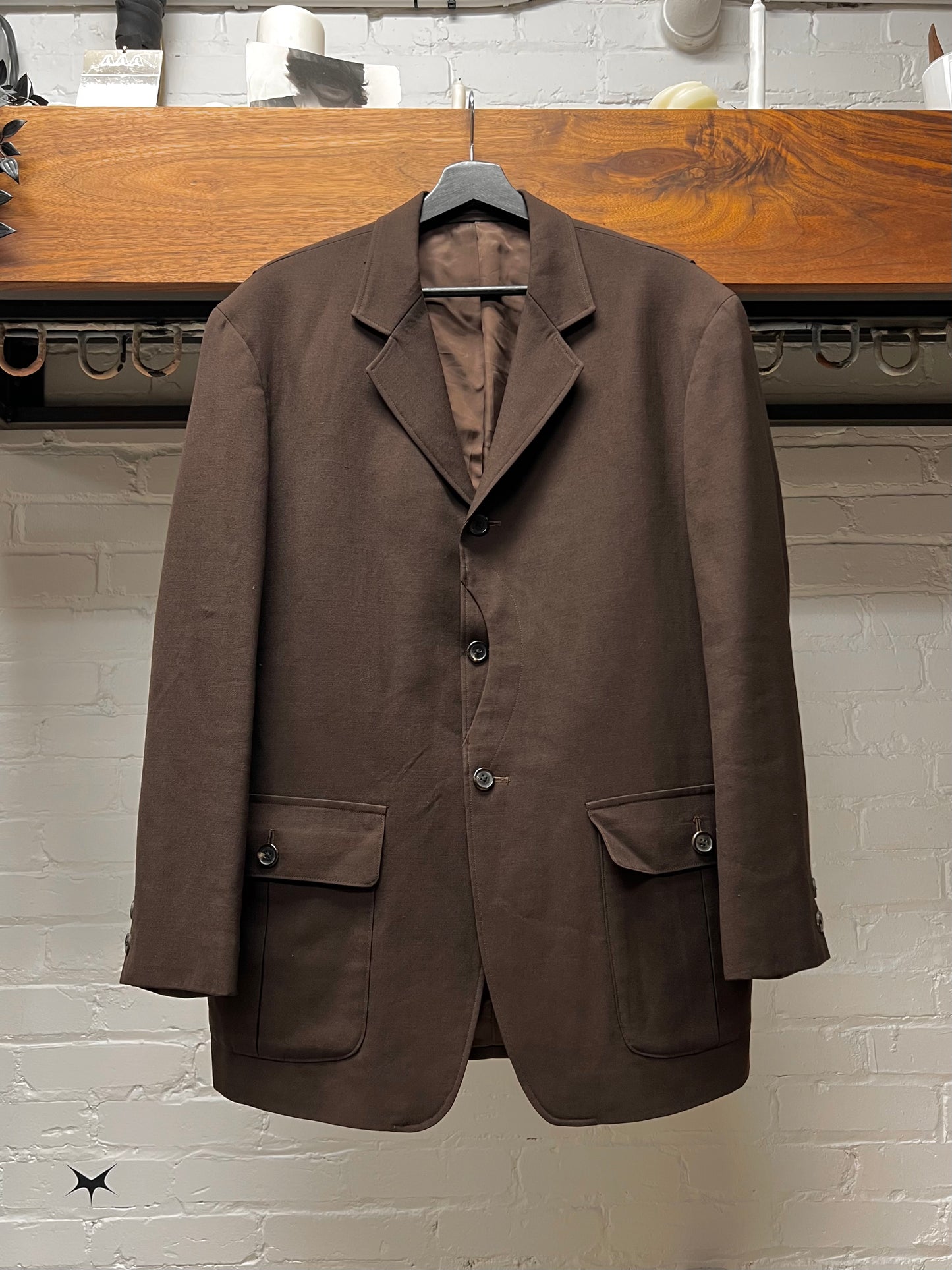 90s Yohji Yamamoto ‘Y’s for Men’ Brown ‘Exposed Button’ Blazer