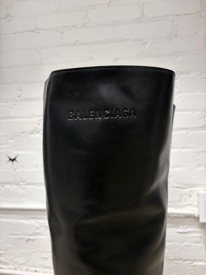 Balenciaga ‘Santiago’ Over the Knee Black Leather Boots