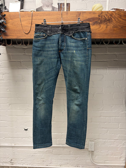 AW2006 Dior Homme ‘Cummerbund’ Black/Blue Skinny Denim
