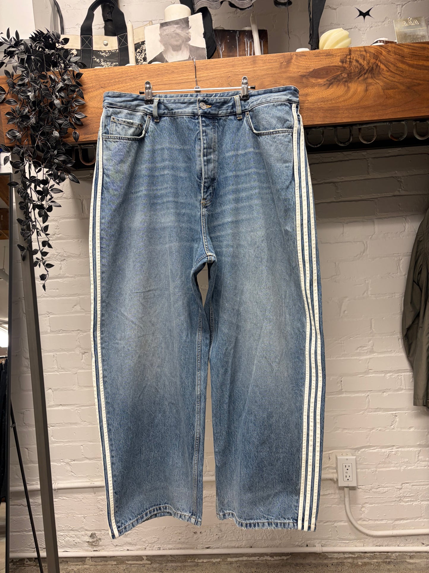 SS2023 Balenciaga x Adidas ‘Striped’ Blue Baggy Wide Leg Denim