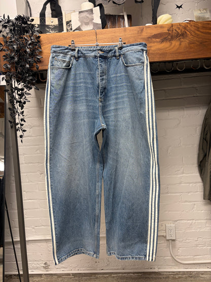 SS2023 Balenciaga x Adidas ‘Striped’ Blue Baggy Wide Leg Denim