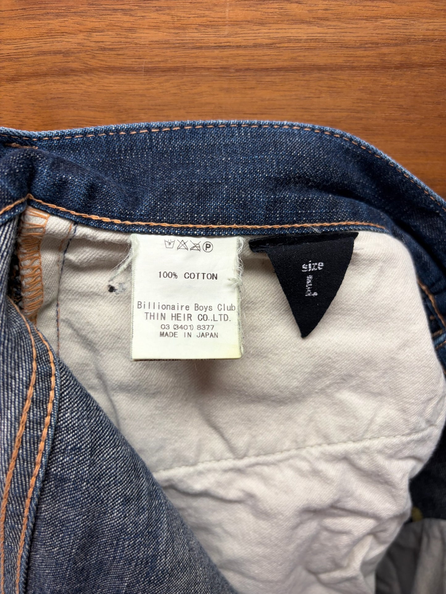 2000s Billionaire Boys Club ‘Running Dog’ Painted Logo Bootcut Blue Jeans