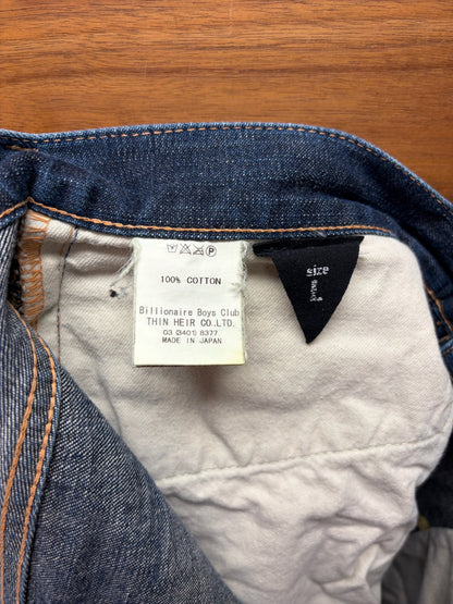 2000s Billionaire Boys Club ‘Running Dog’ Painted Logo Bootcut Blue Jeans
