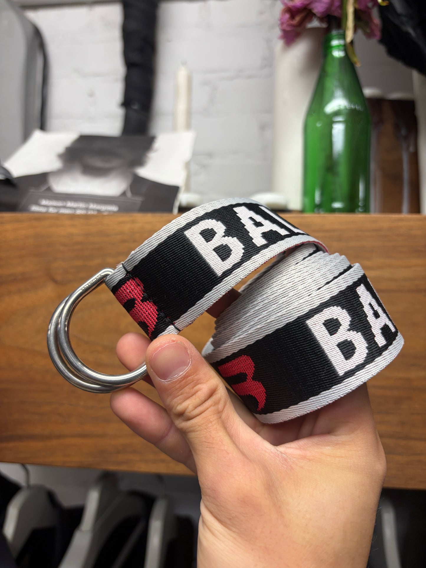 Balenciaga ‘D-Ring’ Jacquard Logo Webbing Belt