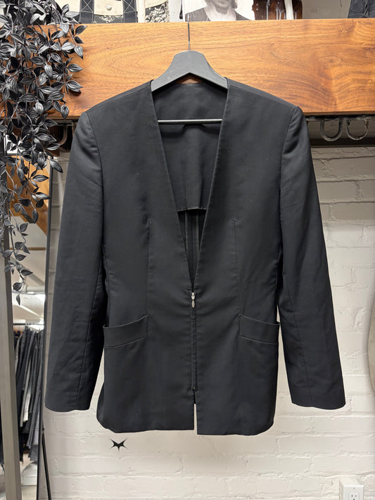 Vintage Jean Paul Gaultier ‘Collarless’ Deconstructed Black Blazer