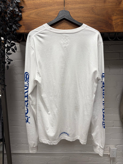 Chrome Hearts Blue/White Scroll Logo Long Sleeve Shirt