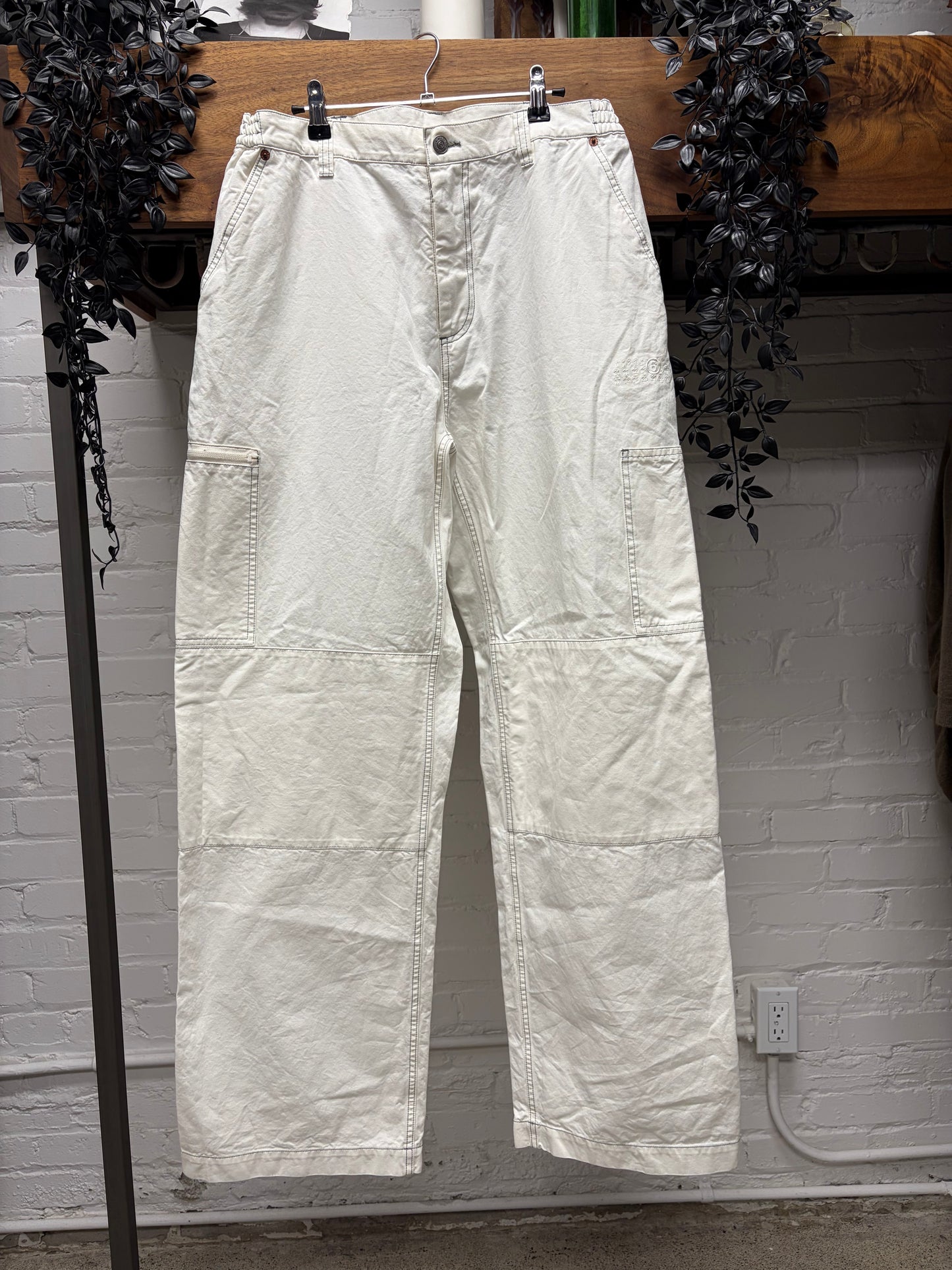 2024 Maison Margiela ‘Double Knee’ White Straight Leg Cargo Denim