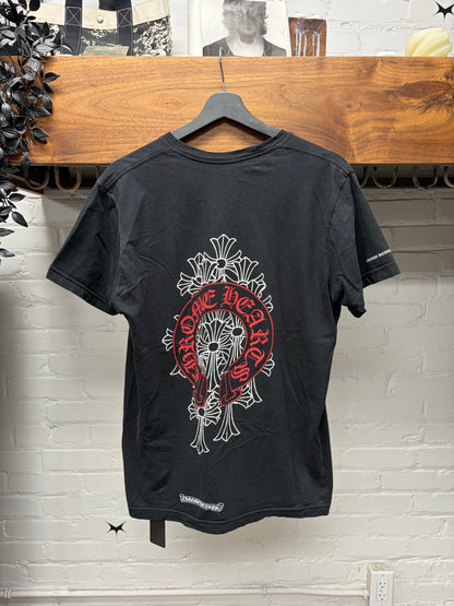Chrome Hearts Cemetery Cross Back Red/Black Logo T-Shirt