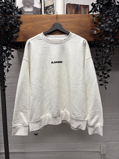 Jil Sander White ‘Minimal Logo’ Cotton Sweatshirt