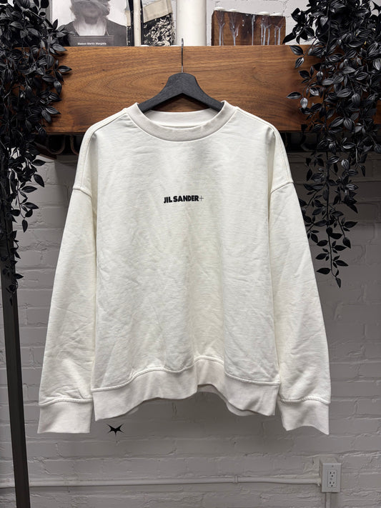 Jil Sander White ‘Minimal Logo’ Cotton Sweatshirt