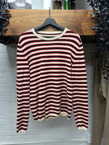 2017 Saint Laurent Striped Wool Cream/Red Knit Sweater