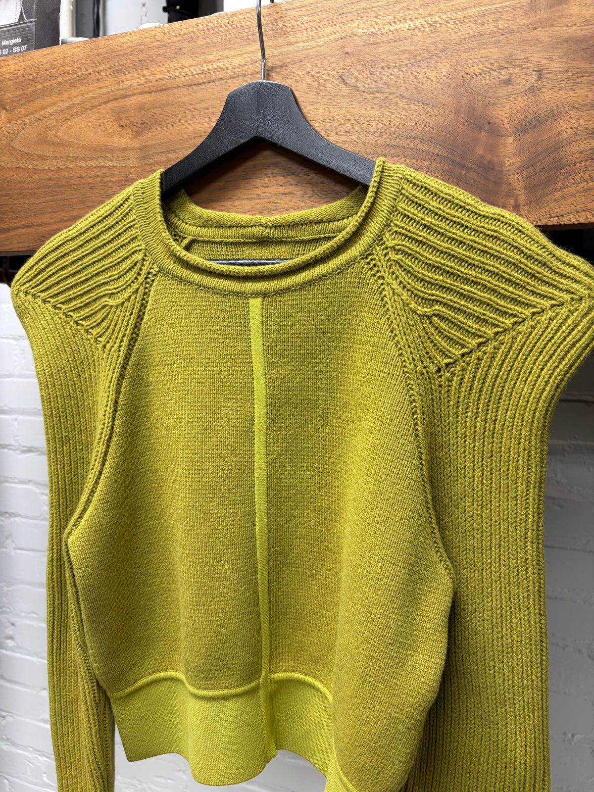 AW2023 Rick Owens ‘Luxor’ Acid Cashmere/Wool ‘Tec Shoulder’ Knit Sweater