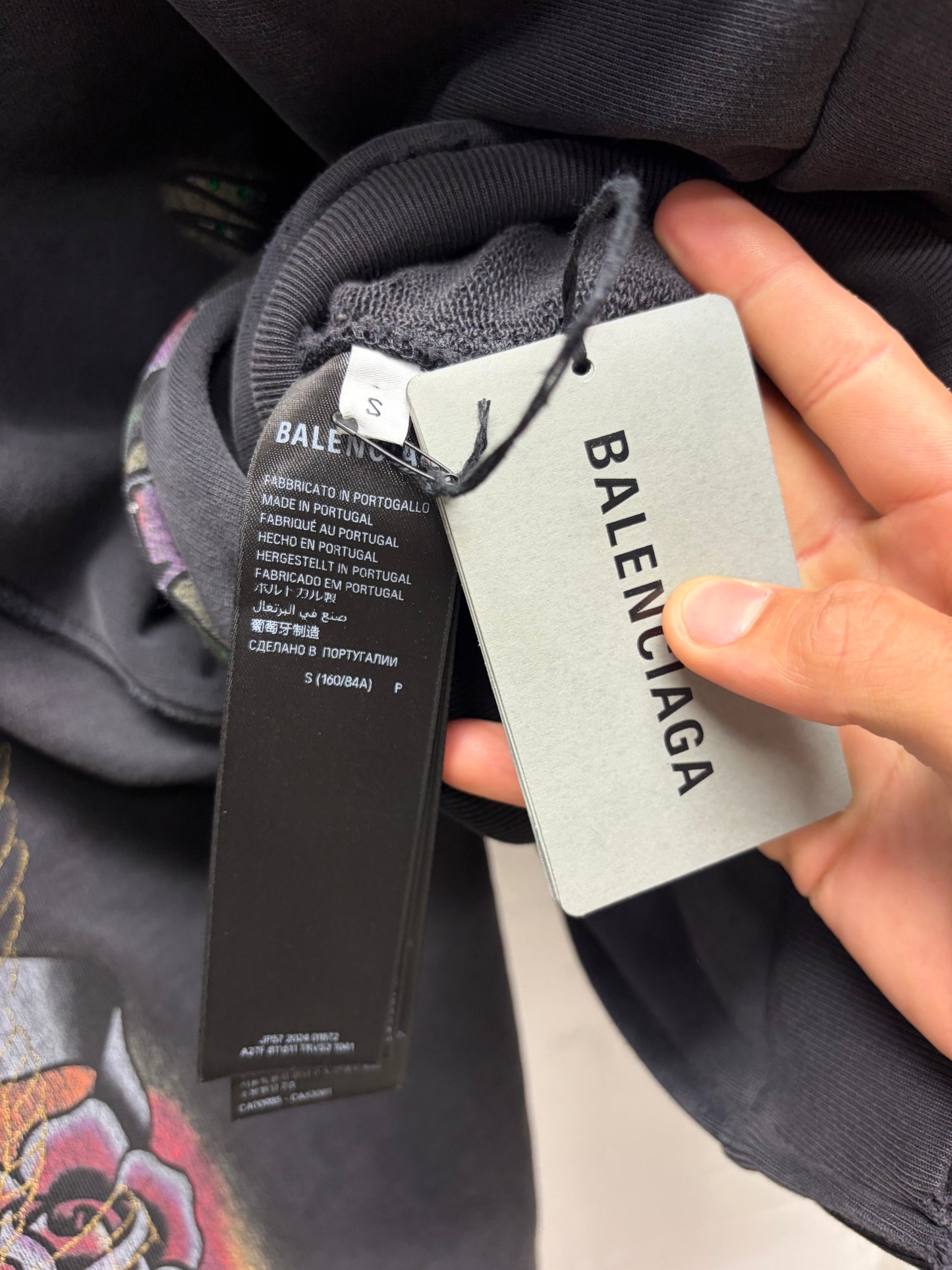 SS2025 Balenciaga ‘Tacky Logo’ Black Studded Zip-Up Hoodie