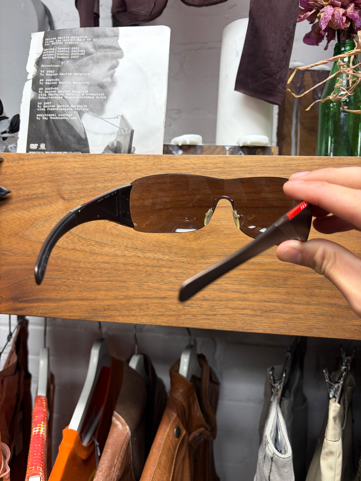 Prada Sport ‘Linea Rossa’ Brown Shield Wrap Sunglasses