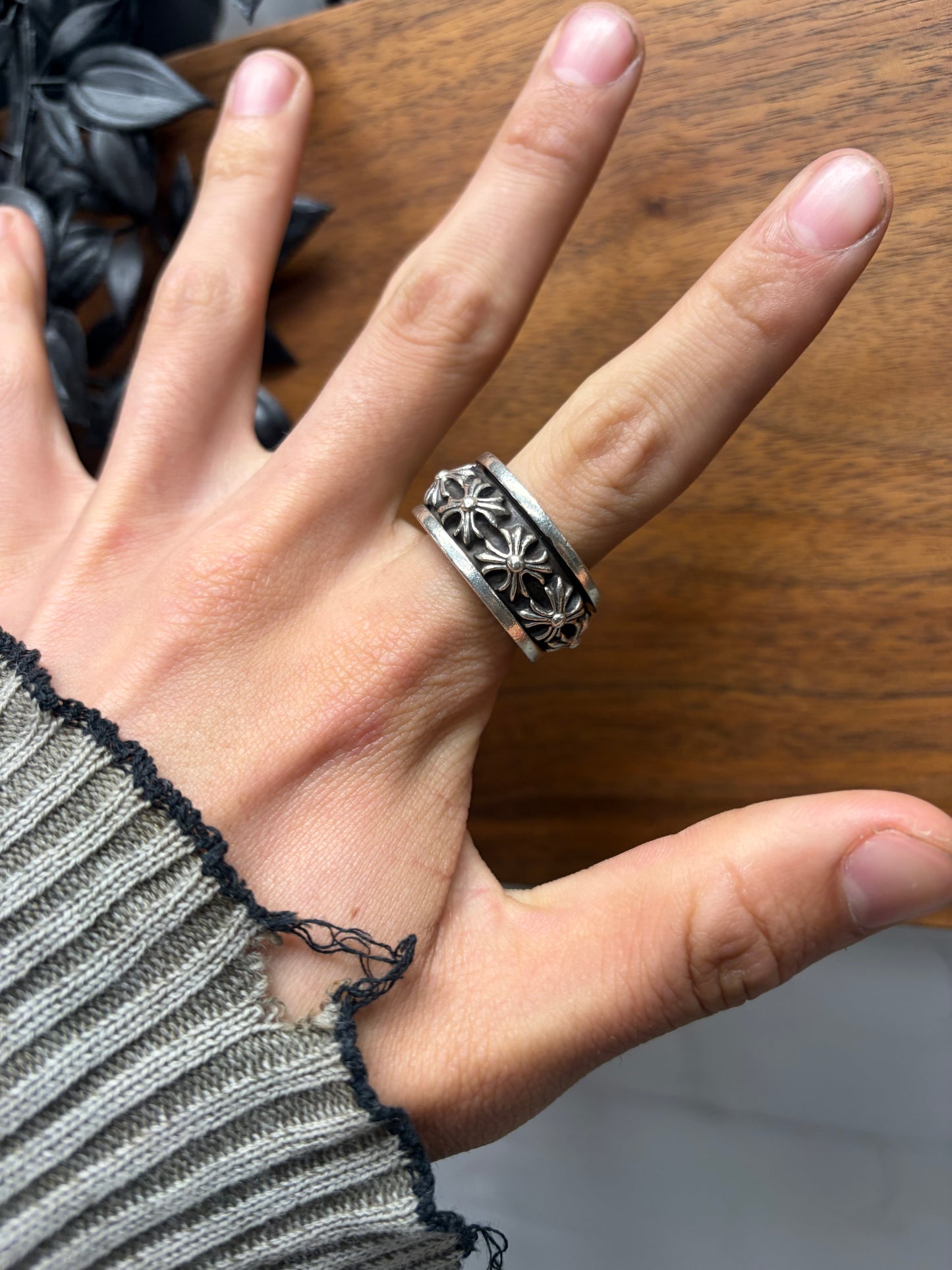 Chrome Hearts ‘Spinner’ Plus Cross 925 Silver Ring