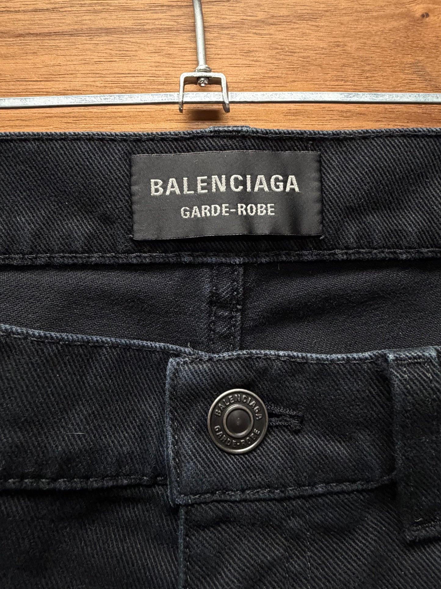 2023 Balenciaga Garde-Robe Black Flared Cut ‘Heel-Bite’ Denim