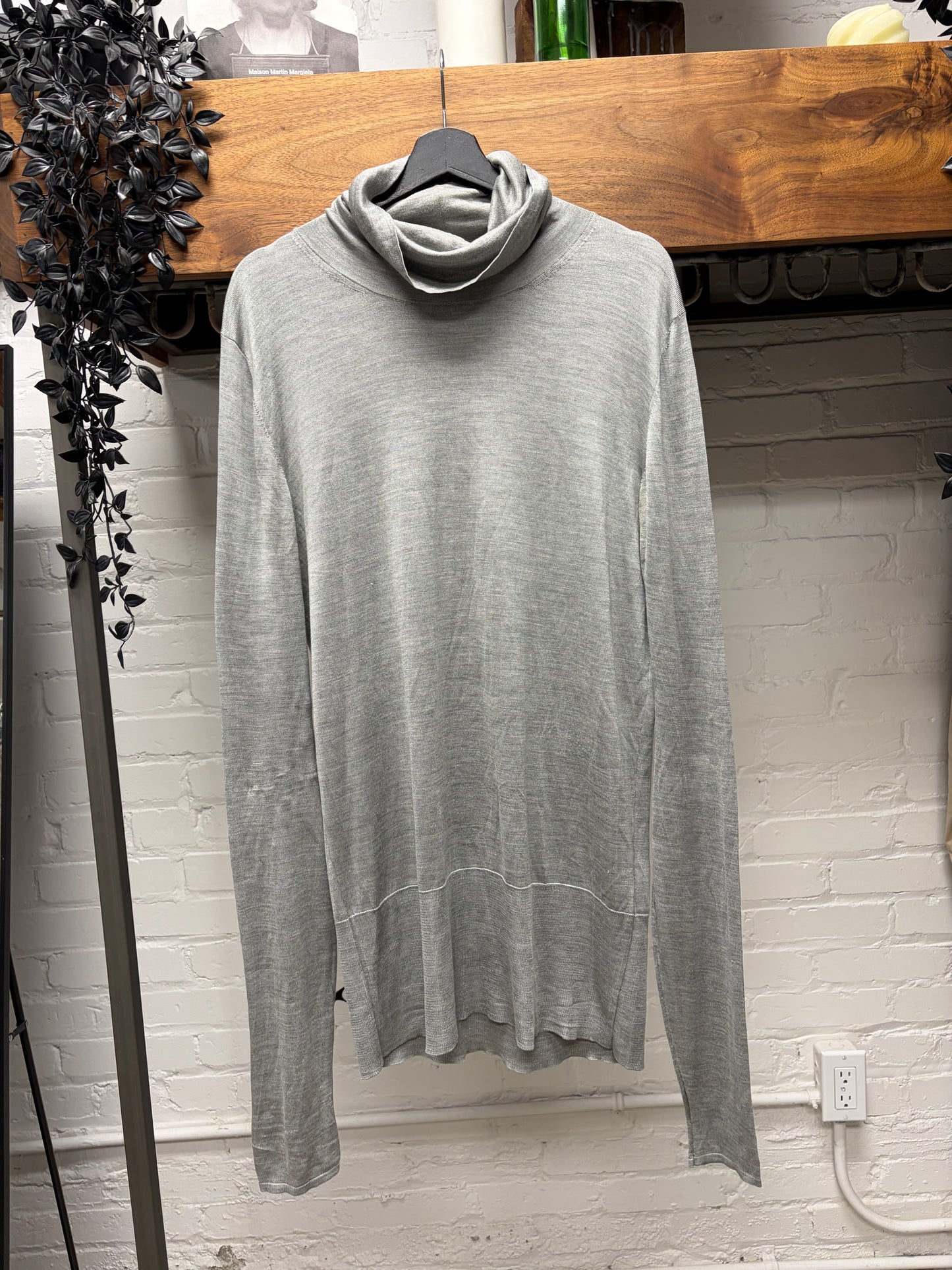 2011 Maison Margiela Ribbed Grey ‘Thumbhole’ Turtleneck Sweater