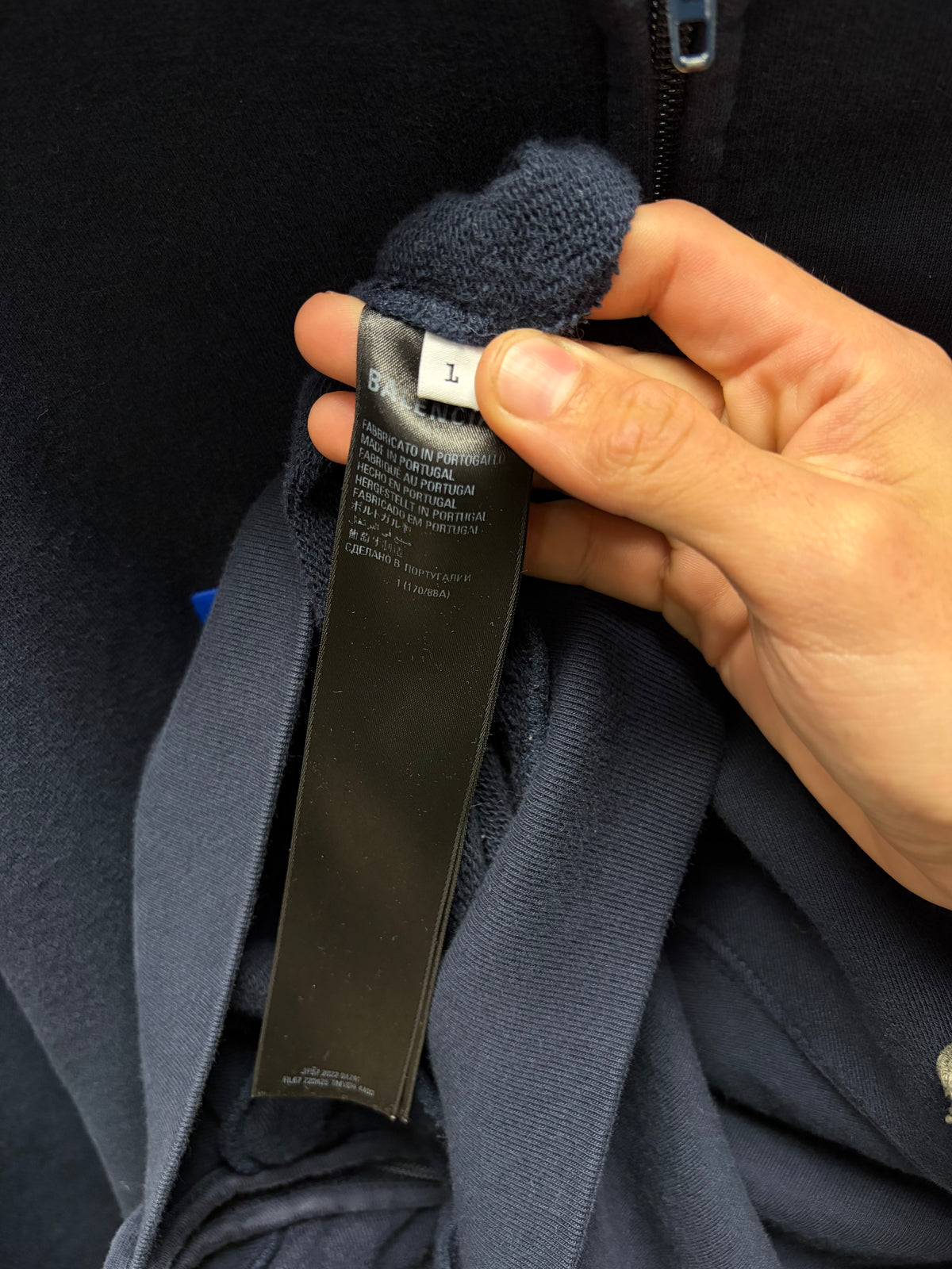 2022 Balenciaga Navy Blue ‘Polo’ Zip Up Oversized Hoodie