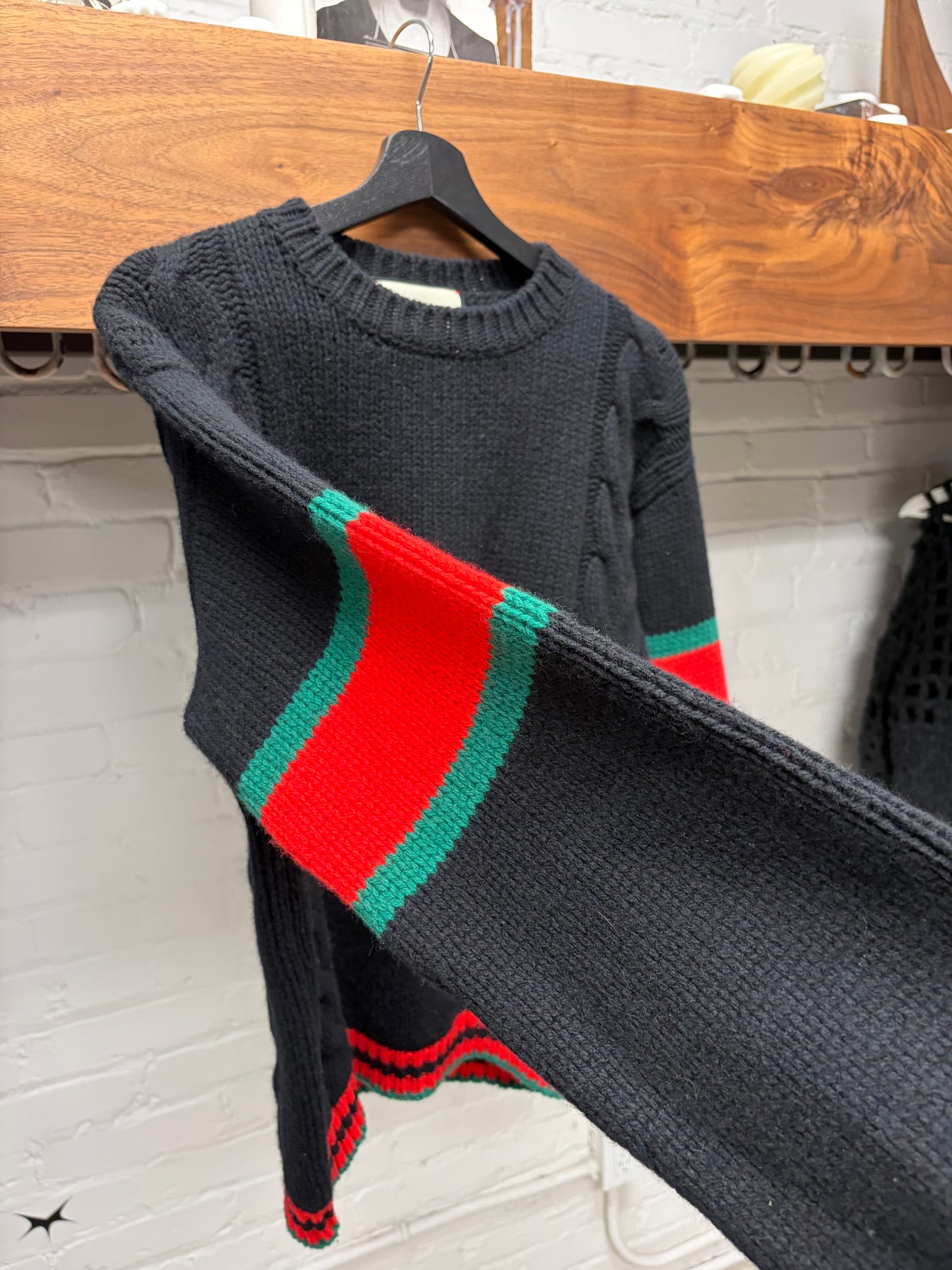 Gucci Cable Wool ‘Striped Logo’ Knit Sweater