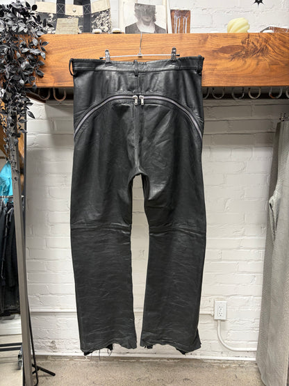 SS2023 Rick Owens ‘Edfu’ Mainline Leather ‘Bolans’ Banana Flared Leg Pants