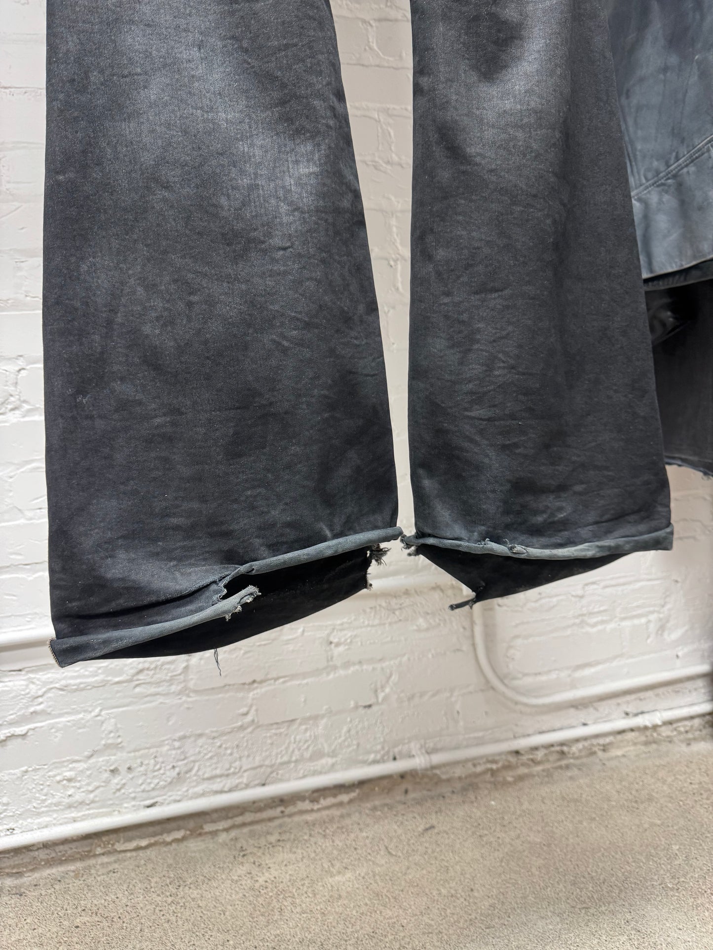 Rick Owens ‘Bolans’ Bootcut Waxed Black Flared Denim