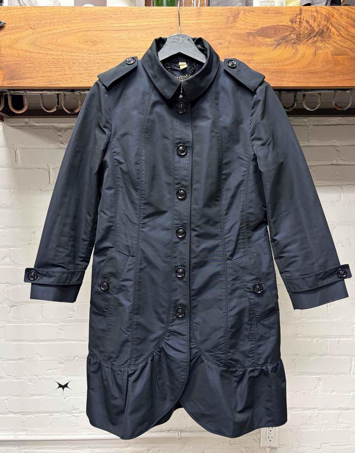 Burberry Black Mid-Length Trench Coat