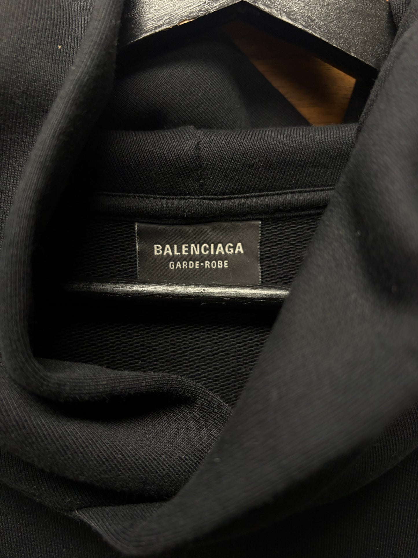 2022 Balenciaga Oversized Black ‘Hood Embroidered’ Logo Hoodie
