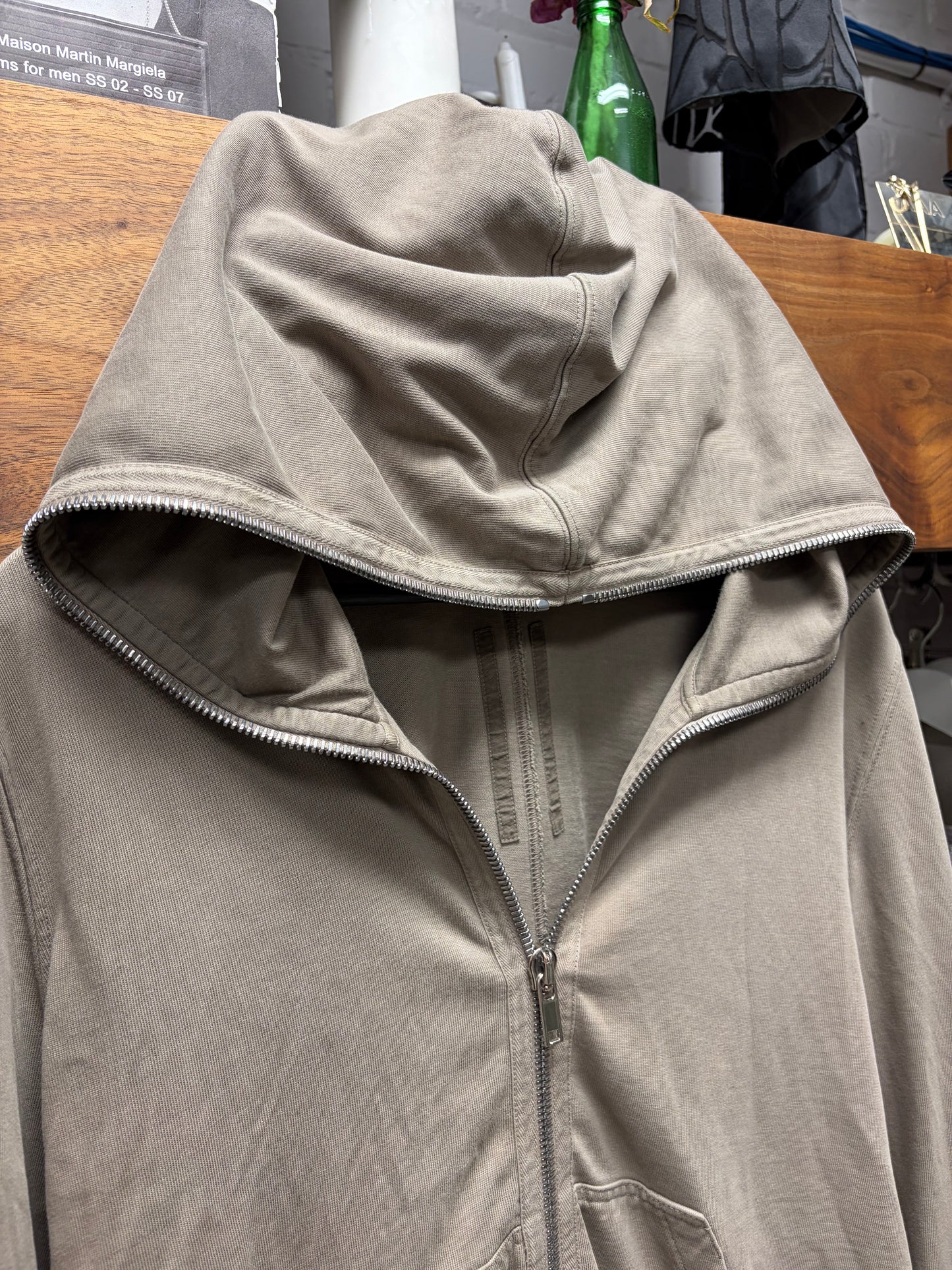 Rick Owens ‘Gimp’ Dust Brown Full-Zip Up Hoodie