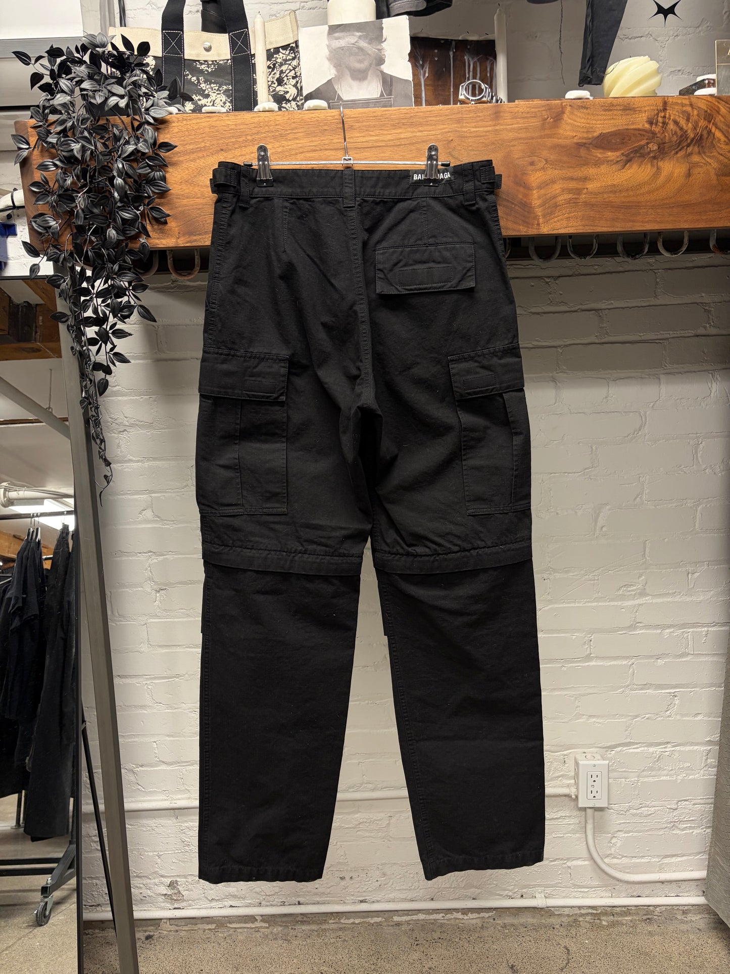 2022 Balenciaga Black Ripstop Convertible Black Cargo Pants