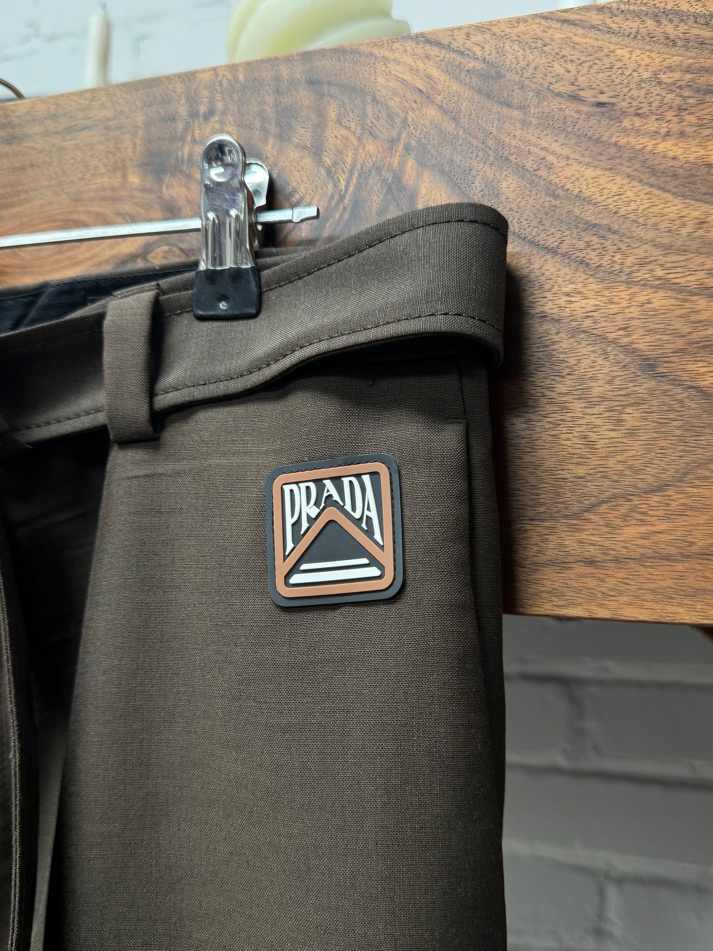 SS2018 Prada ‘Chocolate Brown’ Belted Trousers