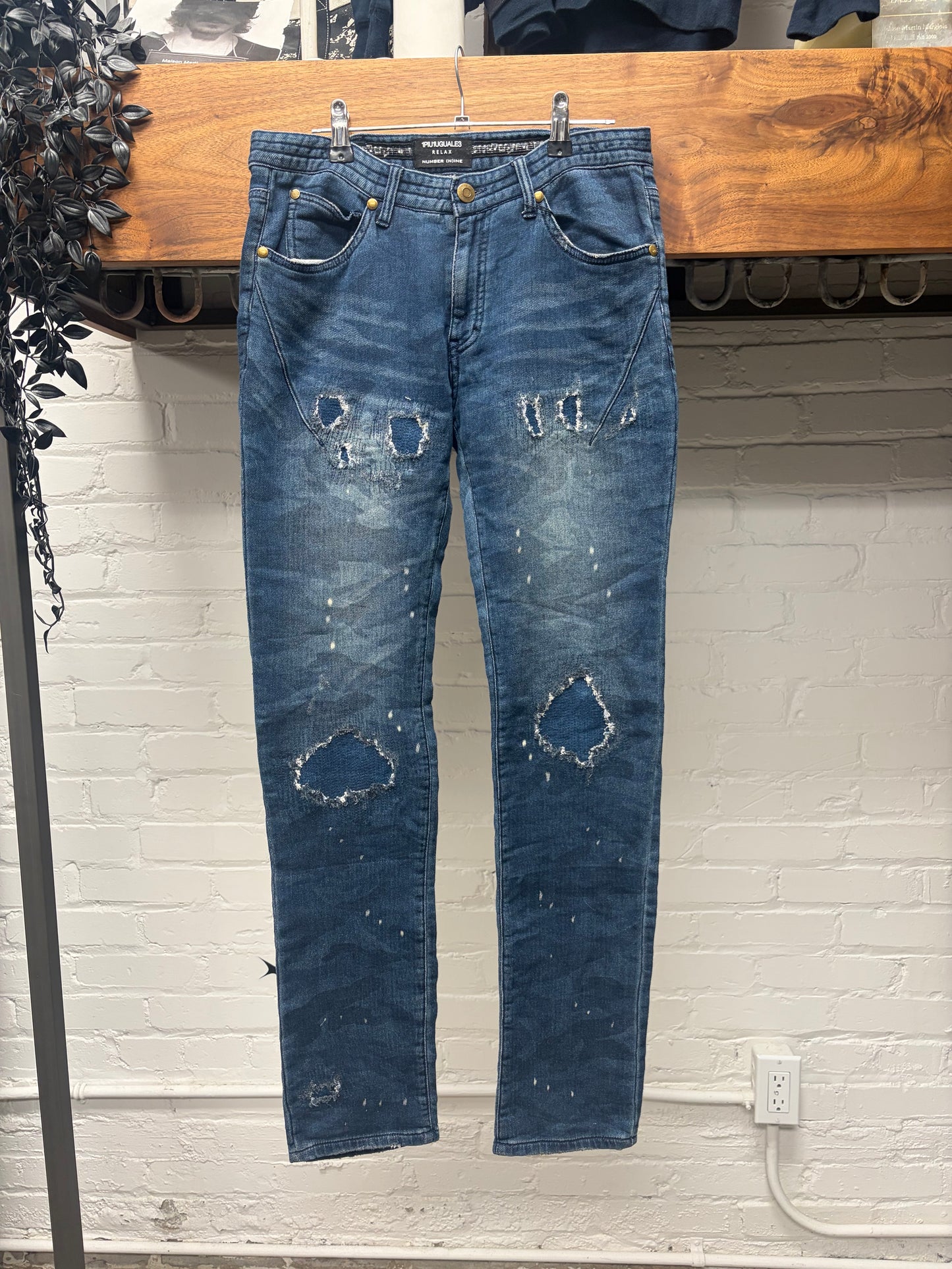 Number (N)ine Distressed Blue Faux Denim
