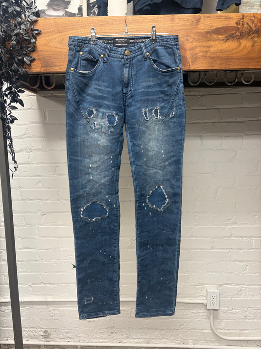 Number (N)ine Distressed Blue Faux Denim