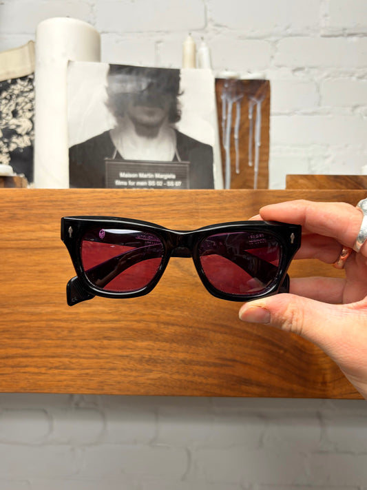 Jacques Marie Mage ‘Delean’ Red Tinted Black Frame Acetate Sunglasses