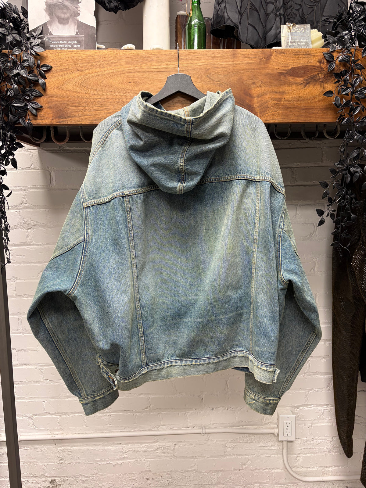 2023 Balenciaga Stone Washed Blue Denim Pullover Hoodie