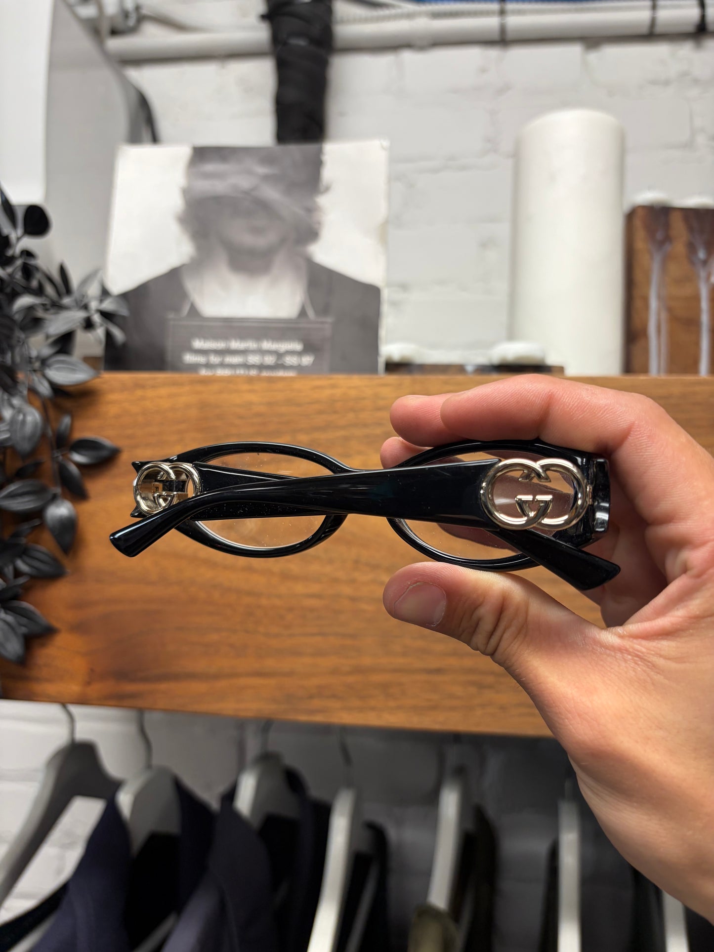 Gucci Black/Silver ‘GG Interlock Logo’ Oval Shape Glasses