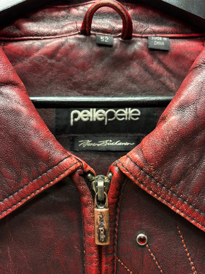 Vintage Pelle Pelle ‘World Tour’ Dark Red Leather Jacket