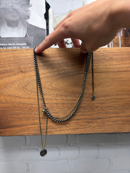 Alexander McQueen Two Tone Gold/Silver Layered Skull Charm Necklace