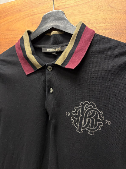 Roberto Cavalli ‘RC Crest’ Embroidered Logo Red/Gold Polo