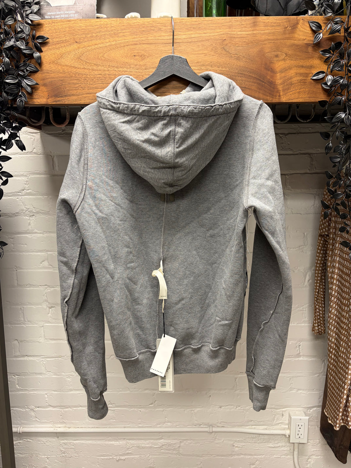 Rick Owens ‘Granbury’ Grey Melange Inside-Out Pullover Hoodie