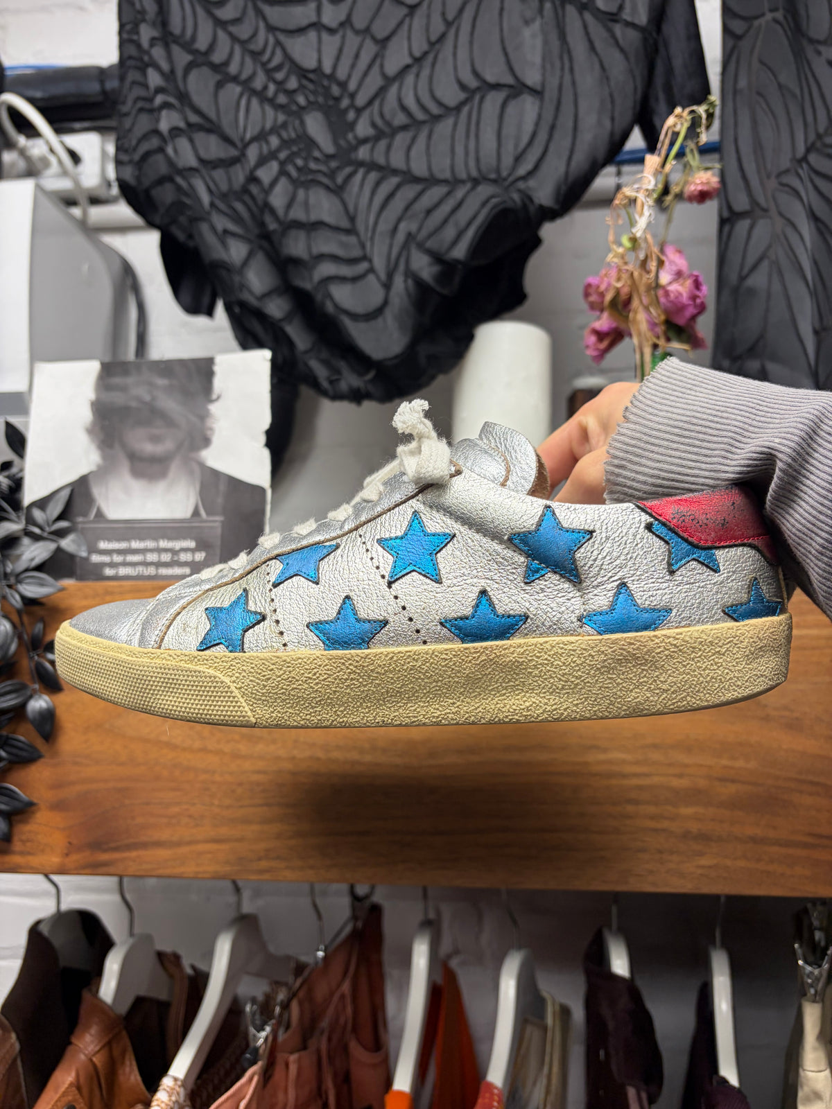 Saint Laurent ‘SL/06’ Court Classic Star Patch Silver Low Top Leather Sneakers