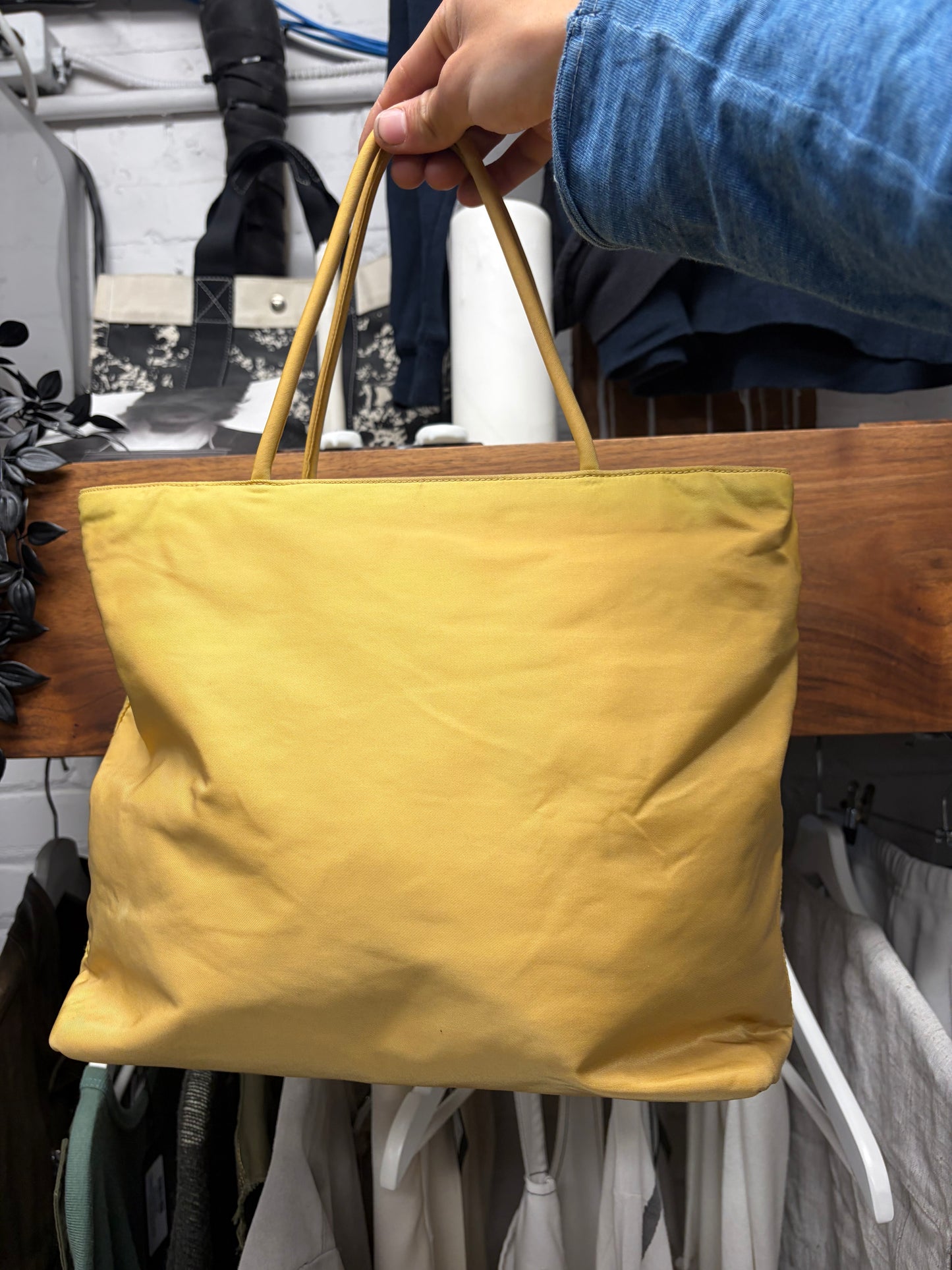 Prada ‘Tessuto’ Yellow Nylon Tote Bag